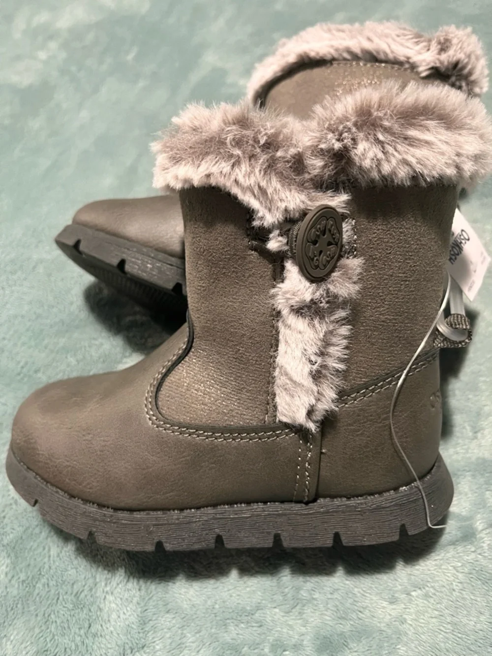 OshKosh B'gosh Toddler Faux Fur Cuff Boots - Taupe